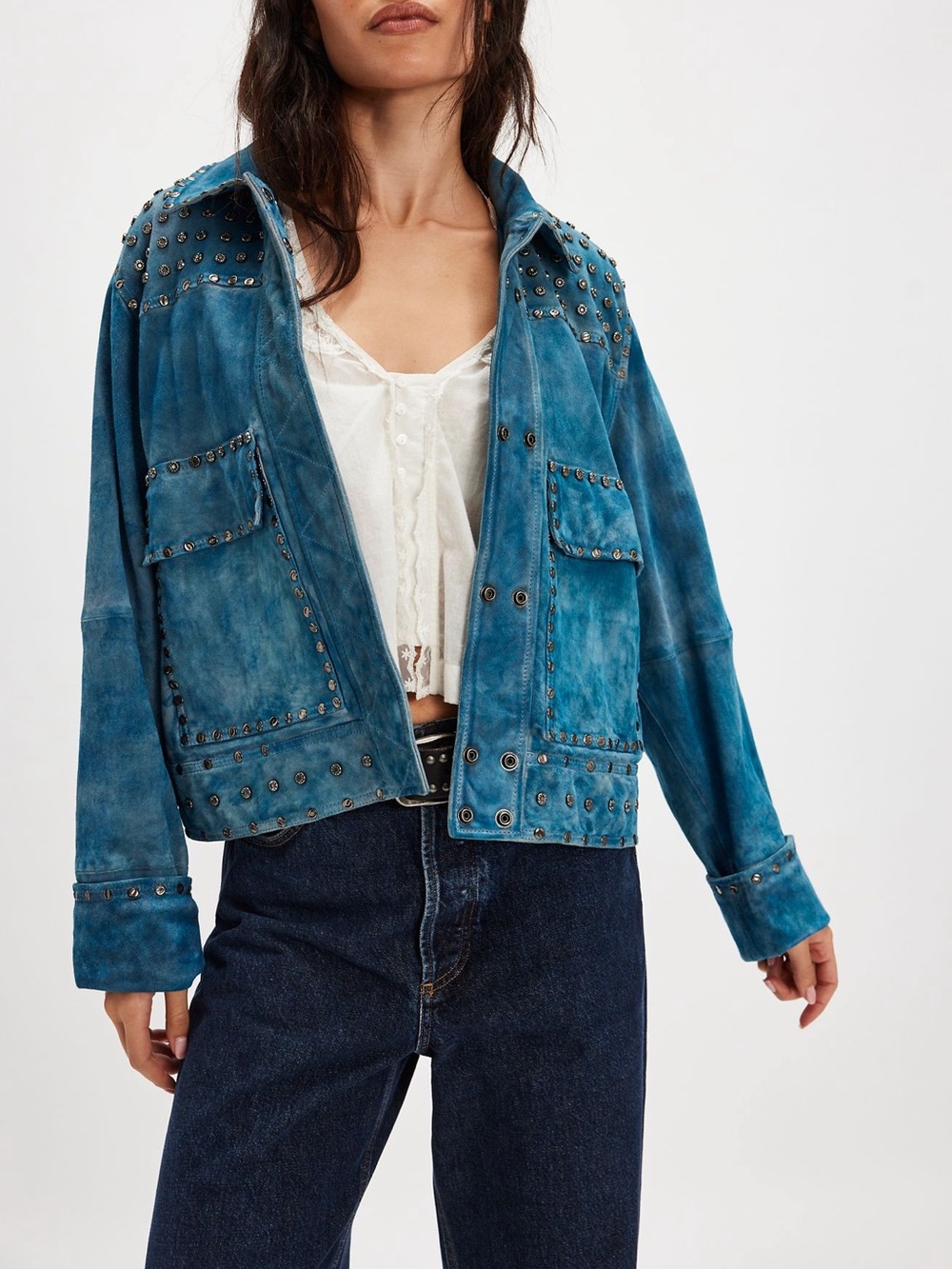 Free People Suzy Studded Suede Jacket